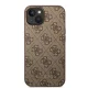 Guess iPhone 15 Plus Case 4G Metal Gold Logo, Brown