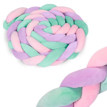 Ricokids Braided Cot Bumper 3m, Mint, Pink and Purple