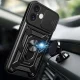 Hybrid Armor Camshield Case for iPhone 16 with Camera Cover and Ring Stand - Blue
