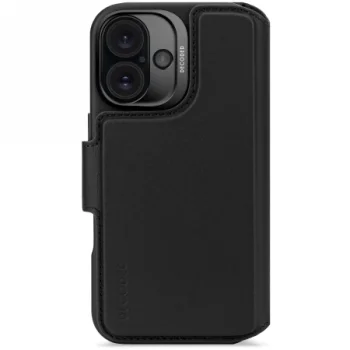 Decoded Leather Detachable Wallet MagSafe Case for iPhone 16, Black