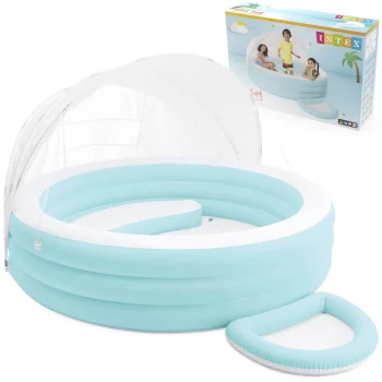 Intex 57195 Inflatable Kids Paddling Pool with Canopy 277 x 221 cm