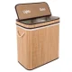 Ruhhy 24269 Dual Compartment Bamboo Laundry Basket, 100L