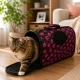 Size M Pet Carrier Bag for Dogs and Cats, 37x23x18 cm, Black with Pink Paws