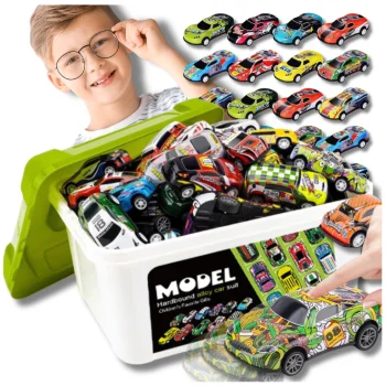 Bakalu KZ1230 Large Metal Toy Car Set in a Case, 50 pcs