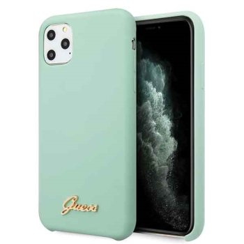 Guess Silicone Vintage Gold Logo Case for iPhone 11 Pro, Green
