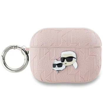 Karl Lagerfeld AirPods Pro 2 Case Monogram Karl & Choupette Head, Pink