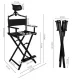 Beautylushh Folding Aluminum Makeup Chair with Headrest, Black