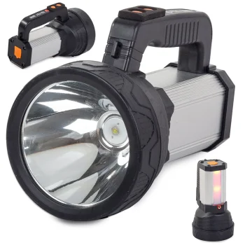 LED Searchlight Flashlight TD5000B with Power Bank Function, Silver