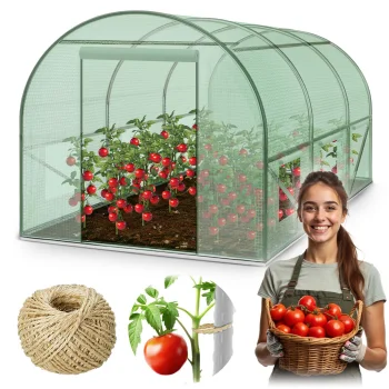 Plonos 4914-B Polytunnel Greenhouse 2x3.5m (7m2), Green