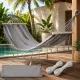 Grey Garden Hammock with Wooden Spreader Bars and Fringes 200 x 100 cm, with Bag