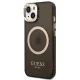 Guess Case for iPhone 14 Plus Black Gold Outline Translucent MagSafe