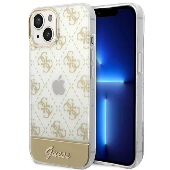 Guess 4G Pattern Script Case for iPhone 14 Plus, Gold