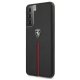 Ferrari Samsung Galaxy S21 vāciņš Off Track Leather Nylon Stripe, melns