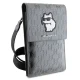 Karl Lagerfeld Saffiano Monogram Choupette Phone Bag Silver