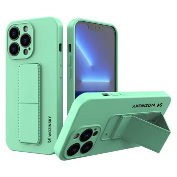 Wozinsky Kickstand Case dėklas telefonui iPhone 13 mini su stovu, mėtų sp.