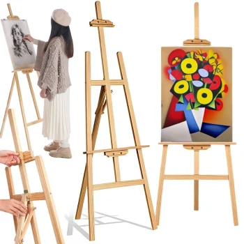 Large Wooden Artist Easel for Studio & Plein Air Painting, Adjustable 165cm