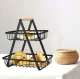 2-Tier Metal Fruit and Vegetable Basket, Black