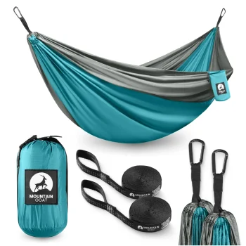 Double Camping Hammock Mountain Goat 300 x 200 cm, Grey/Turquoise