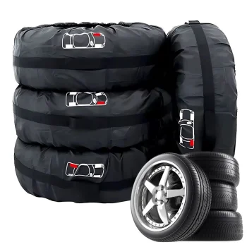Tire and Wheel Rim Cover Set 13-17 inches, 4 pcs, Waterproof with Handle
