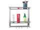 Hanging Bathroom Shelf Organizer with 2 Tiers and Hooks