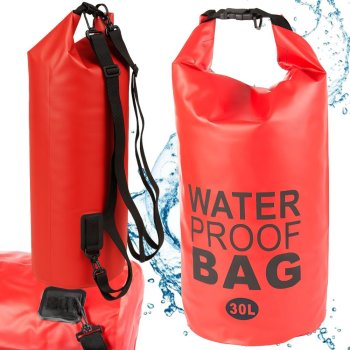 Waterproof dry bag backpack for kayaking, hiking, 30L, red