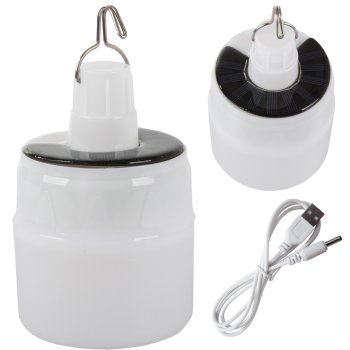 Saules LED kempinga lampa ar USB uzlādi, pārnēsājama