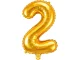 Foil Number 2 Balloon 66cm for Birthday Party Decorations, Gold