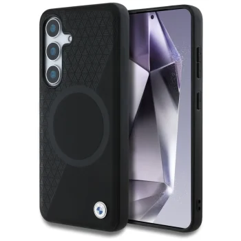 BMW Leather Half Textured MagSafe Case for Samsung Galaxy S25 - Black