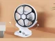 Desk Fan with Clip and LED Light, 3 Modes, Rechargeable, White/Black