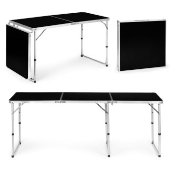 Multigarden Folding Camping Table, Black, 180x60 cm