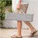 Grey Garden Hammock with Wooden Spreader Bars and Fringes 200 x 100 cm, with Bag