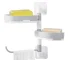 Wall-Mounted Soap Dish with Towel Holder, White/Grey