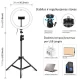 LED Ring Lamp 26cm With Tripod Mount Up To 1.1m and Phone Clamp, USB