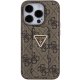 Guess iPhone 15 Pro Case Grip Stand 4G Triangle Strass, Brown