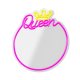 LED Neon Mirror QUEEN Sign with Dimmer Forever Light FMNE04, Warm White Pink