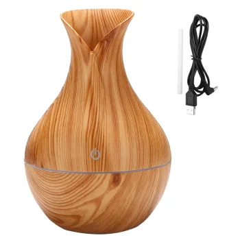 Air Humidifier and Aroma Diffuser with RGB Backlight, USB, Light Brown