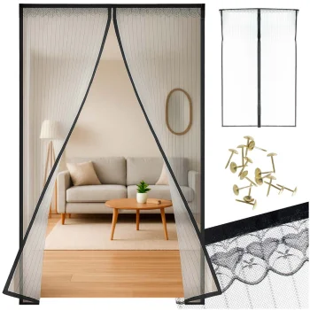 Magnetic Door Mosquito Net, 110x220 cm, Black