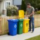 Set of 5 Waste Sorting Bins with Wheels 120L, Blue, Green, Yellow, Black, Brown