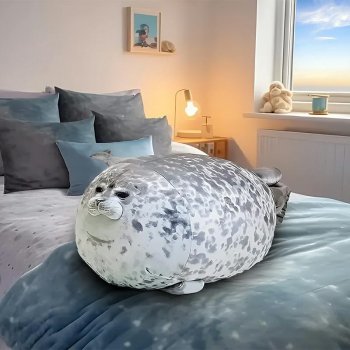 Seal Plush Stuffed Animal Pillow 60cm, Grey