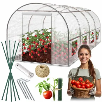 Plonos 4974-B Garden Polytunnel Greenhouse 2.5 x 4 m (10 m2), White