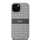 Apple iPhone 14 6.1\'\' DKNY Leather Mono Stripe Metal Logo Case Cover, Beige