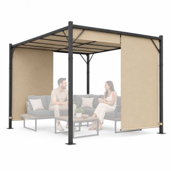 MultiGarden 3x4 m Steel Garden Pergola, Beige