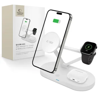 Tech-Protect QI15W-A41 3in1 Wireless Charger with MagSafe, White