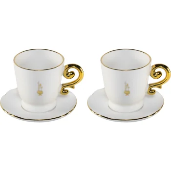 Bialetti Pure Gold Cappuccino Cup Set with Saucers, 2 Pieces, 330 ml