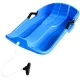 Blue plastic sledge with backrest and brake handles