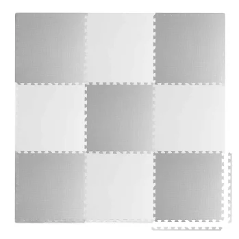 Ricokids 738231 Large Foam Puzzle Play Mat, 180x180 cm, 9 Pcs, White/Gray