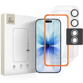 Tech-Protect Easy Set+ 3-Pack Tempered Glass for iPhone 17, Transparent