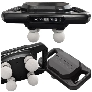 Electric Body Massager, 4 Heads, 20 Intensity Levels, USB-C, Black