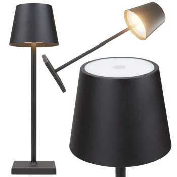 Wireless Touch Table Lamp with 3 Light Modes, USB, Black