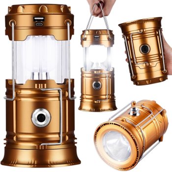 Daudzfunkcionāla saules LED kempinga lampa ar USB powerbank un lukturi